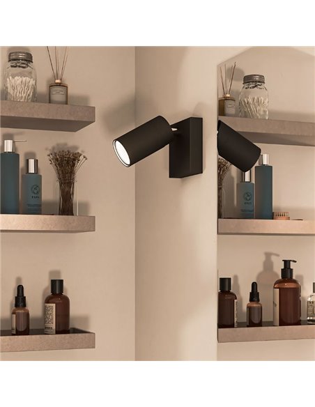 Spot de salle de bain individuel IDRIS pour plafond/mur, GU10 (non inclus) noir, ClickFix