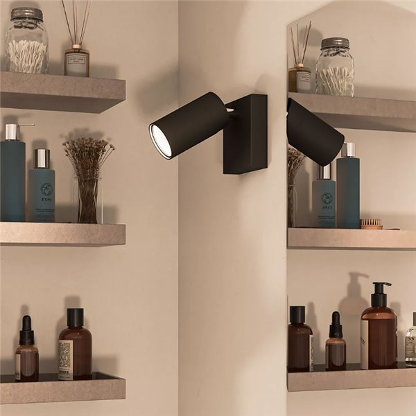 Foco de baño para techo/pared IDRIS individual, GU10 (No Incl.) Negro, ClickFix