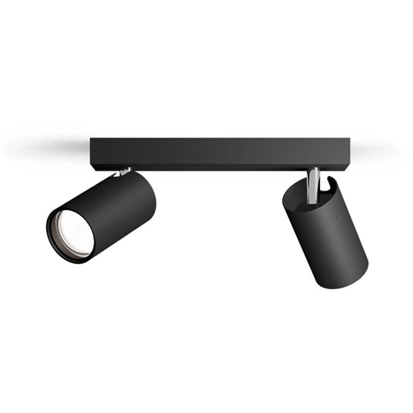 Bande de 2 spots plafond/mur pour salle de bain IDRIS 2xGU10 (Non incl) Noir, ClickFix