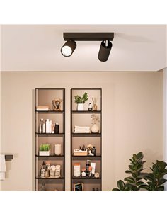 Regleta de 2 Focos de techo/pared para baños IDRIS 2xGU10 (No incl) Negro, ClickFix 2