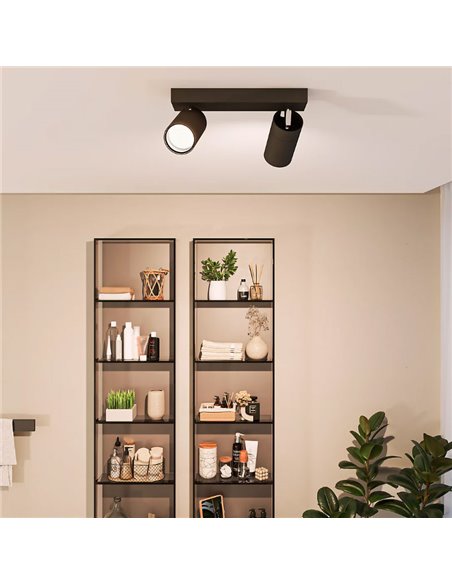 Bande de 2 spots plafond/mur pour salle de bain IDRIS 2xGU10 (Non incl) Noir, ClickFix