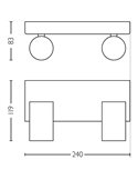 Regleta de 2 Focos de techo/pared para baños IDRIS 2xGU10 (No incl) Negro, ClickFix
