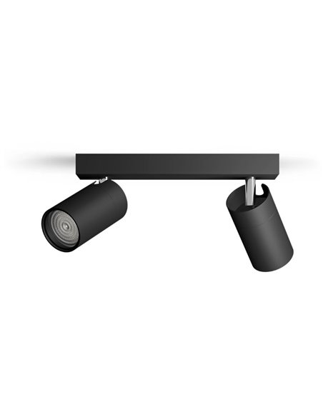 Bande de 2 spots plafond/mur pour salle de bain IDRIS 2xGU10 (Non incl) Noir, ClickFix