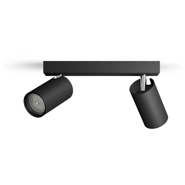 Regleta de 2 Focos de techo/pared para baños IDRIS 2xGU10 (No incl) Negro, ClickFix