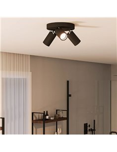 Plafonnier rond avec 3 spots de plafond pour salle de bain IDRIS 3xGU10 (non incl) Noir, ClickFix 2