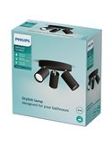 Plafón de techo redondo con 3 Focos de techo para baños IDRIS 3xGU10 (No incl) Negro, ClickFix