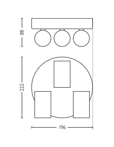 Plafon redondo com 3 focos de teto para banheiros IDRIS 3xGU10 (Não incluído) Preto, ClickFix
