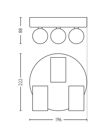 Plafon redondo com 3 focos de teto para banheiros IDRIS 3xGU10 (Não incluído) Preto, ClickFix