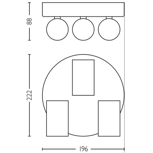 Plafon redondo com 3 focos de teto para banheiros IDRIS 3xGU10 (Não incluído) Preto, ClickFix