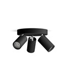 Plafón de techo redondo con 3 Focos de techo para baños IDRIS 3xGU10 (No incl) Negro, ClickFix