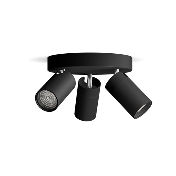 Plafon redondo com 3 focos de teto para banheiros IDRIS 3xGU10 (Não incluído) Preto, ClickFix