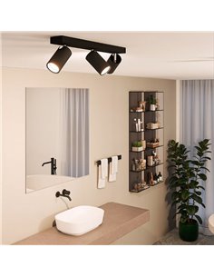 Bande de 3 spots plafond/mur pour salle de bain IDRIS 3xGU10 (Non incl) Noir, ClickFix 2