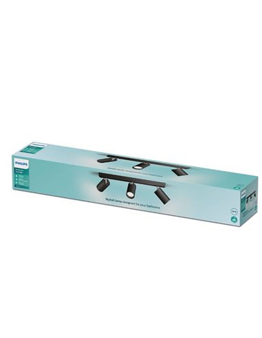 Regleta de 3 Focos de techo/pared para baños IDRIS 3xGU10 (No incl) Negro, ClickFix