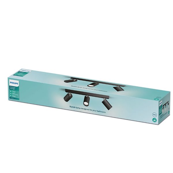 Regleta de 3 Focos de techo/pared para baños IDRIS 3xGU10 (No incl) Negro, ClickFix