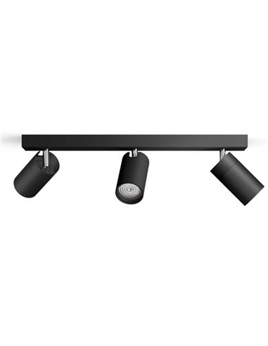 Regleta de 3 Focos de techo/pared para baños IDRIS 3xGU10 (No incl) Negro, ClickFix