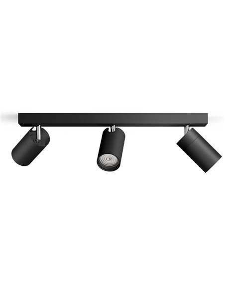 Regleta de 3 Focos de techo/pared para baños IDRIS 3xGU10 (No incl) Negro, ClickFix