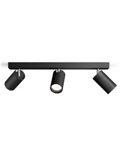 Bande de 3 spots plafond/mur pour salle de bain IDRIS 3xGU10 (Non incl) Noir, ClickFix