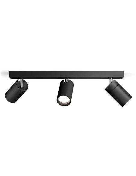 Regleta de 3 Focos de techo/pared para baños IDRIS 3xGU10 (No incl) Negro, ClickFix