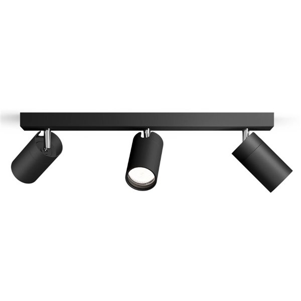 Bande de 3 spots plafond/mur pour salle de bain IDRIS 3xGU10 (Non incl) Noir, ClickFix