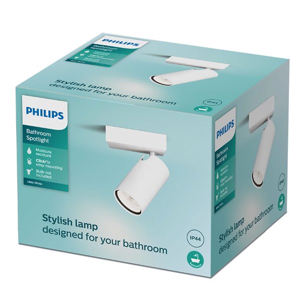 Foco de baño para techo/pared IDRIS individual, GU10 (No Incl.) Blanco, ClickFix
