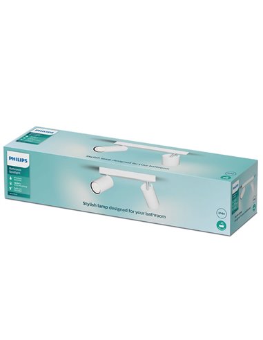 Faixa de 2 focos de teto/parede para banheiros IDRIS 2xGU10 (Não incluído) branco, ClickFix