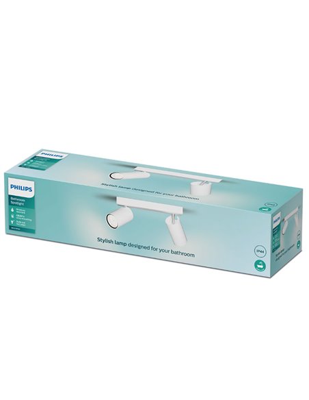 Bande de 2 spots plafond/mur pour salle de bains IDRIS 2xGU10 (Non incl) blanc, ClickFix