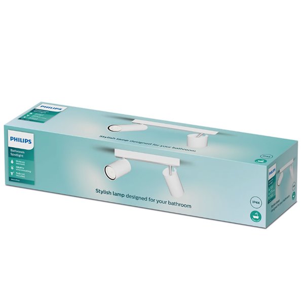 Regleta de 2 Focos de techo/pared para baños IDRIS 2xGU10 (No incl) blanco, ClickFix