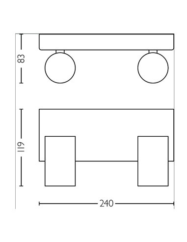 Faixa de 2 focos de teto/parede para banheiros IDRIS 2xGU10 (Não incluído) branco, ClickFix