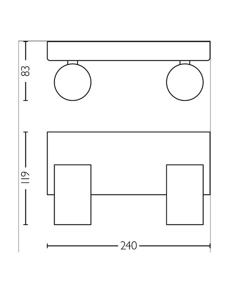 Regleta de 2 Focos de techo/pared para baños IDRIS 2xGU10 (No incl) blanco, ClickFix