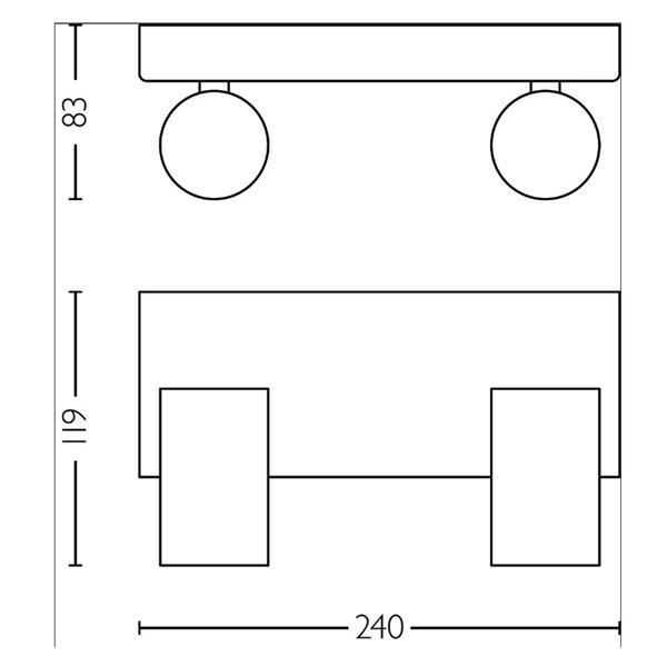 Bande de 2 spots plafond/mur pour salle de bain IDRIS 2xGU10 (non incl) blanc, ClickFix