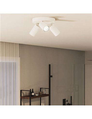 Plafon redondo com 3 focos de teto para banheiros IDRIS 3xGU10 (Não incluído) Branco, ClickFix