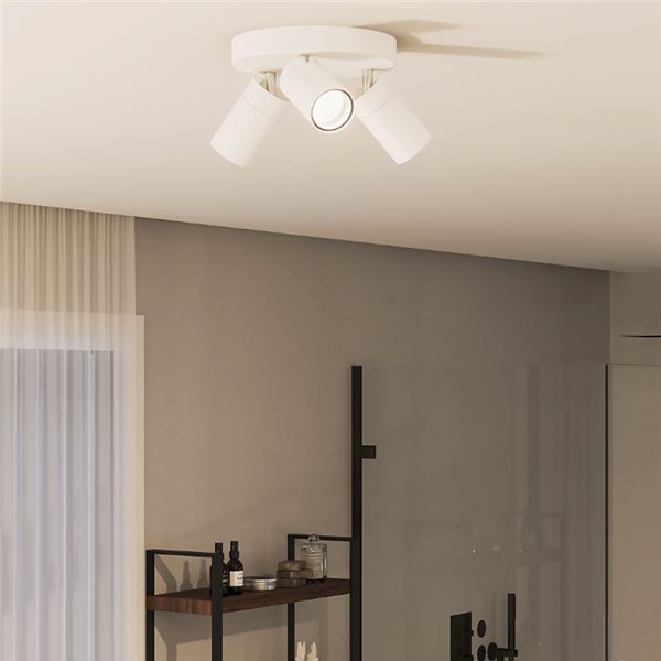 Plafonnier rond avec 3 spots de plafond pour salle de bain IDRIS 3xGU10 (non incl) Blanc, ClickFix