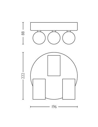 Plafonnier rond avec 3 spots de plafond pour salle de bain IDRIS 3xGU10 (non incl) Blanc, ClickFix