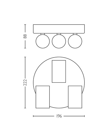 Plafon redondo com 3 focos de teto para banheiros IDRIS 3xGU10 (Não incluído) Branco, ClickFix