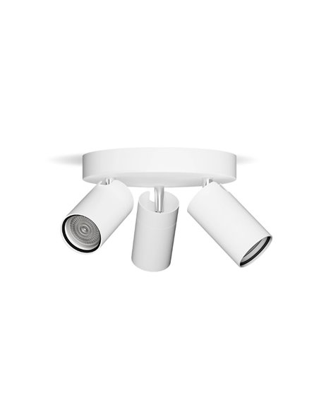 Plafón de techo redondo con 3 Focos de techo para baños IDRIS 3xGU10 (No incl) Blanco, ClickFix