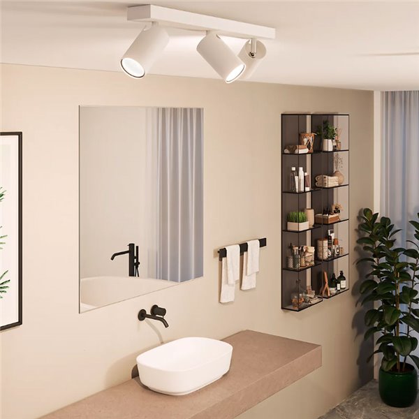 Bande de 3 spots plafond/mur pour salle de bain IDRIS 3xGU10 (Non incl) Blanc, ClickFix