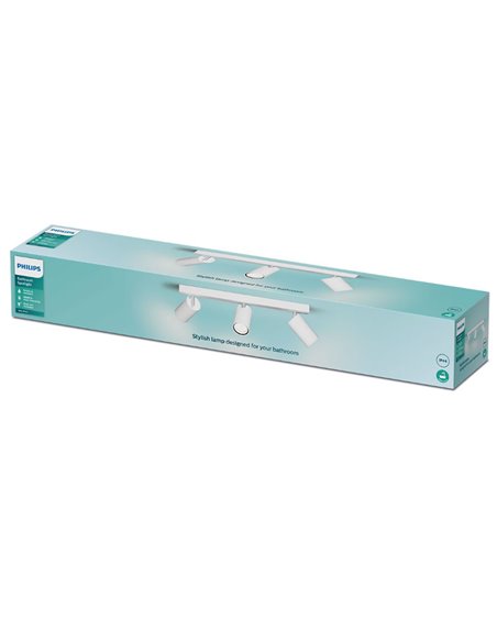 Bande de 3 spots plafond/mur pour salle de bain IDRIS 3xGU10 (Non incl) Blanc, ClickFix