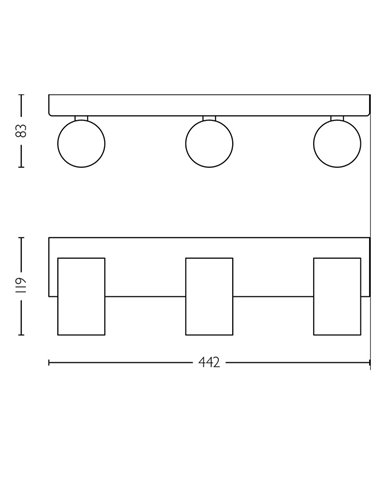 Regleta de 3 Focos de techo/pared para baños IDRIS 3xGU10 (No incl) Blanco, ClickFix