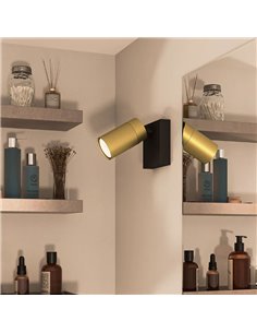 Foco de baño para techo/pared IDRIS individual, GU10 (No Incl.) Dorado y Negro, ClickFix 2