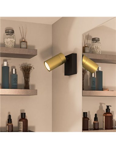 Foco de baño para techo/pared IDRIS individual, GU10 (No Incl.) Dorado y Negro, ClickFix