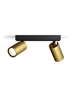 Regleta de 2 Focos de techo/pared para baños IDRIS 2xGU10 (No incl) Dorado y Negro, ClickFix