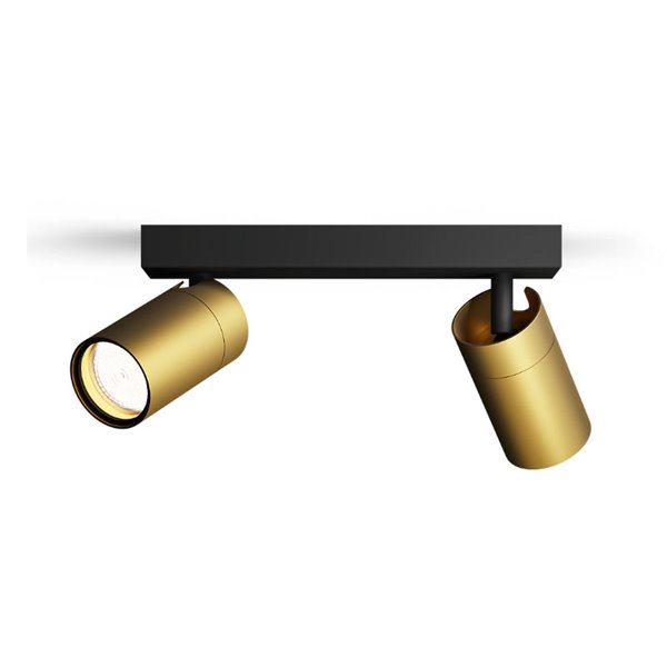 Barrette de 2 spots plafond/mur pour salle de bains IDRIS 2xGU10 (Non incl) Or et Noir, ClickFix