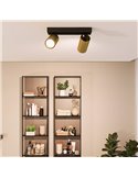 Barrette de 2 spots plafond/mur pour salle de bain IDRIS 2xGU10 (Non incl) Or et Noir, ClickFix