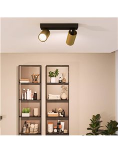 Barrette de 2 spots plafond/mur pour salle de bains IDRIS 2xGU10 (Non incl) Or et Noir, ClickFix 2
