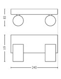 Regleta de 2 Focos de techo/pared para baños IDRIS 2xGU10 (No incl) Dorado y Negro, ClickFix