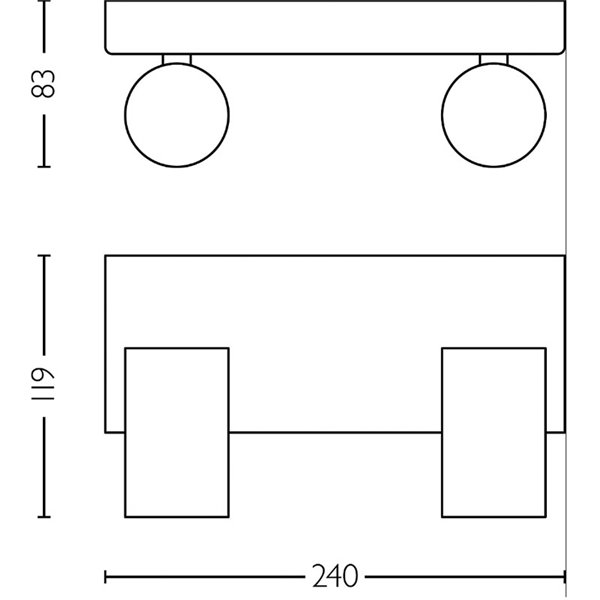 Regleta de 2 Focos de techo/pared para baños IDRIS 2xGU10 (No incl) Dorado y Negro, ClickFix