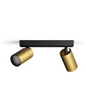 Barrette de 2 spots plafond/mur pour salle de bain IDRIS 2xGU10 (Non incl) Or et Noir, ClickFix