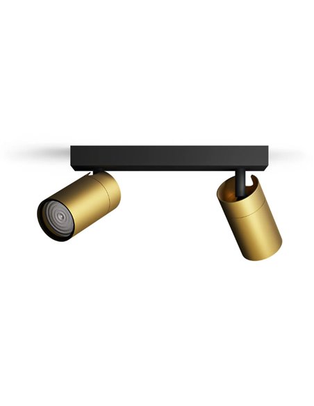 Regleta de 2 Focos de techo/pared para baños IDRIS 2xGU10 (No incl) Dorado y Negro, ClickFix