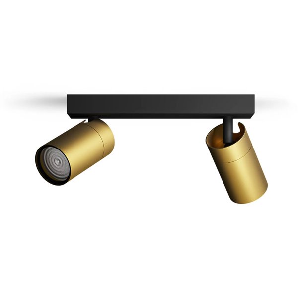 Regleta de 2 Focos de techo/pared para baños IDRIS 2xGU10 (No incl) Dorado y Negro, ClickFix