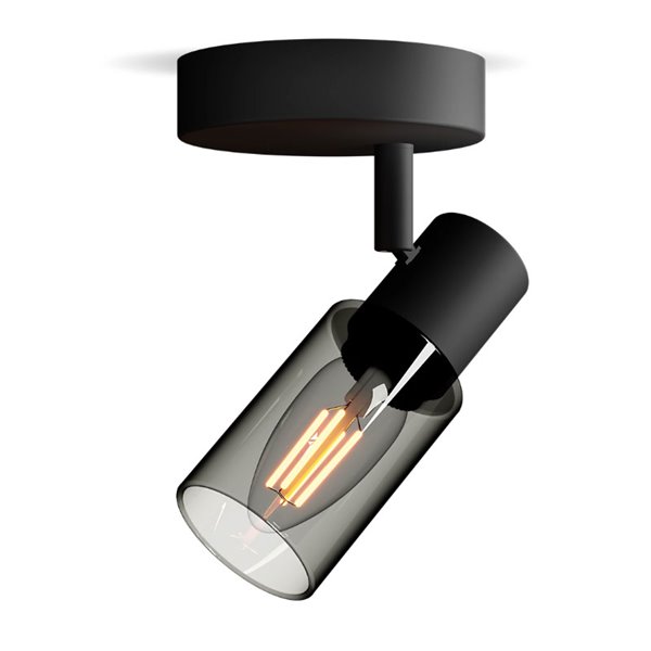 Foco de techo/pared de cristal alargado negro ahumado PALMS E14 (No incl.), ClickFix